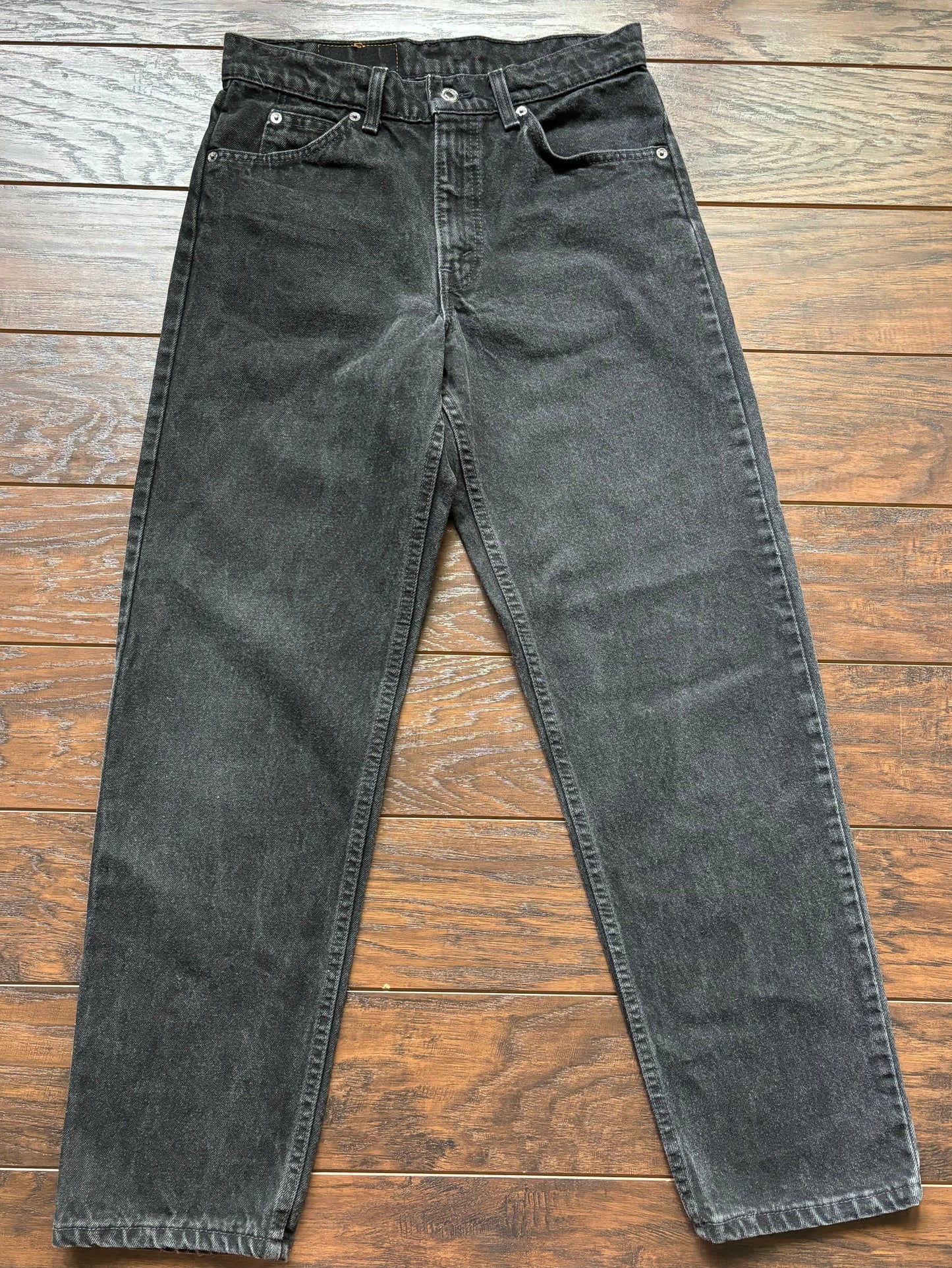 Vintage Western Black Levi’s 550 Orange Tab Jeans with Hand Embroidered Pockets | Made in USA