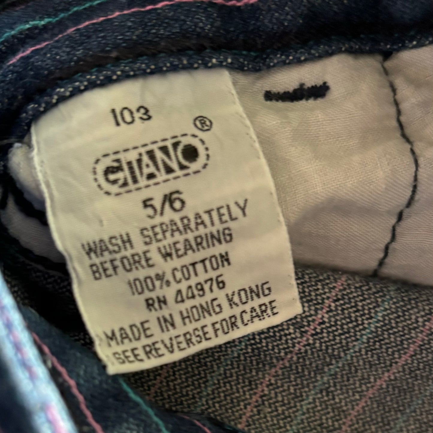 80’s Vintage Women’s Gitano Pink and Turquoise Pinstriped Jeans | Made in Hong Kong