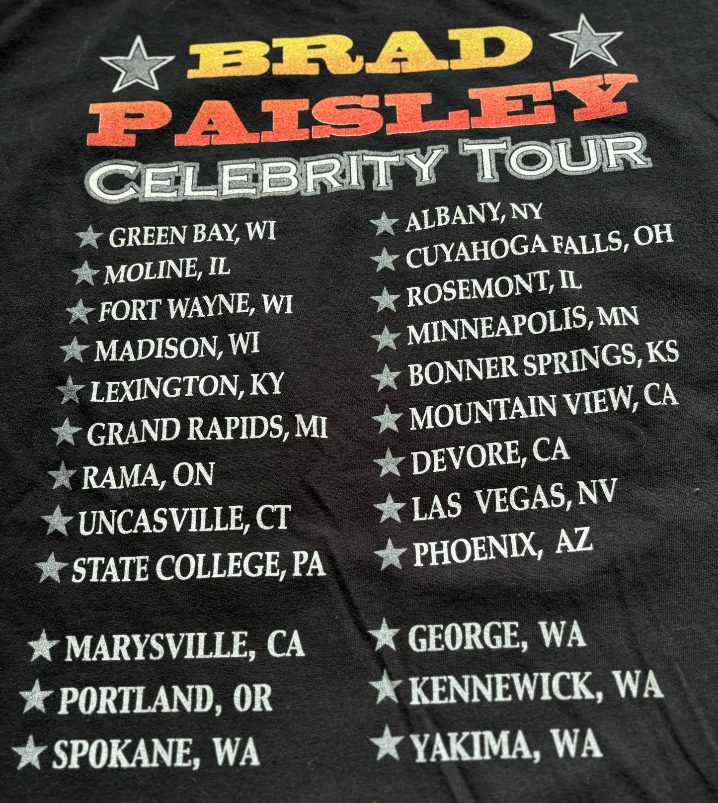 2003 Vintage Western Brad Paisley “Celebrity Tour” Country Concert T-Shirt