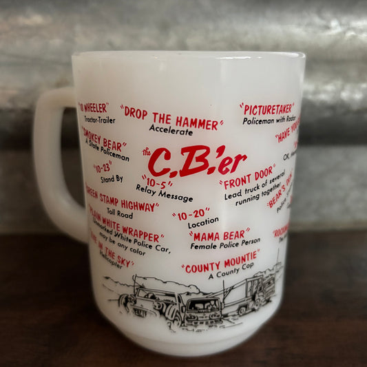Vintage Fire King Anchor Hocking C.B’er Milk Glass Trucker Lingo Mug | Made In USA
