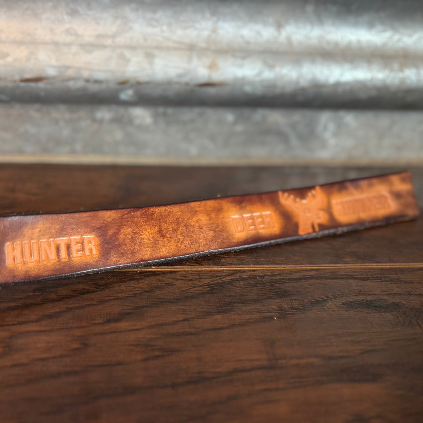 1970’s Vintage Hand Tooled Leather Belt “Deer Hunter” | Unfinished/Uncut