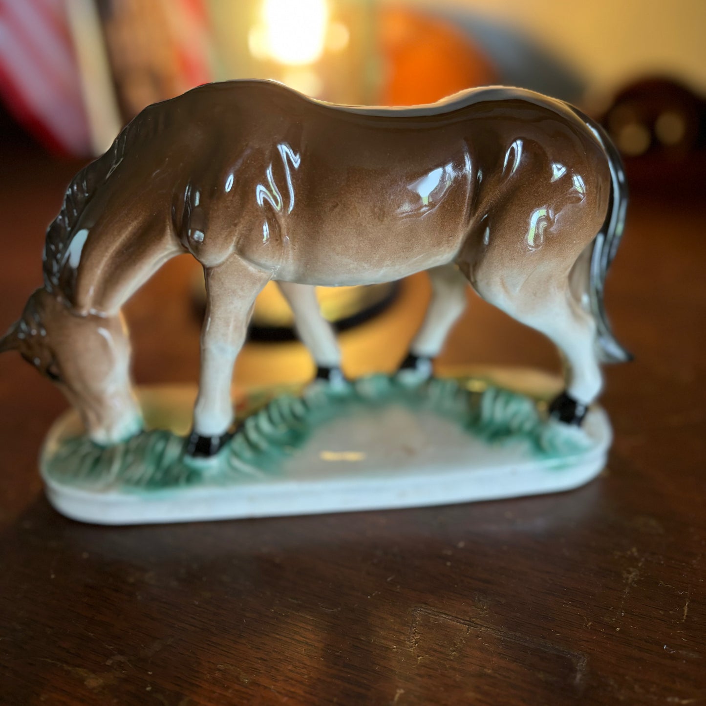 Vintage Western Grazing Horse Statue | Made in Japan