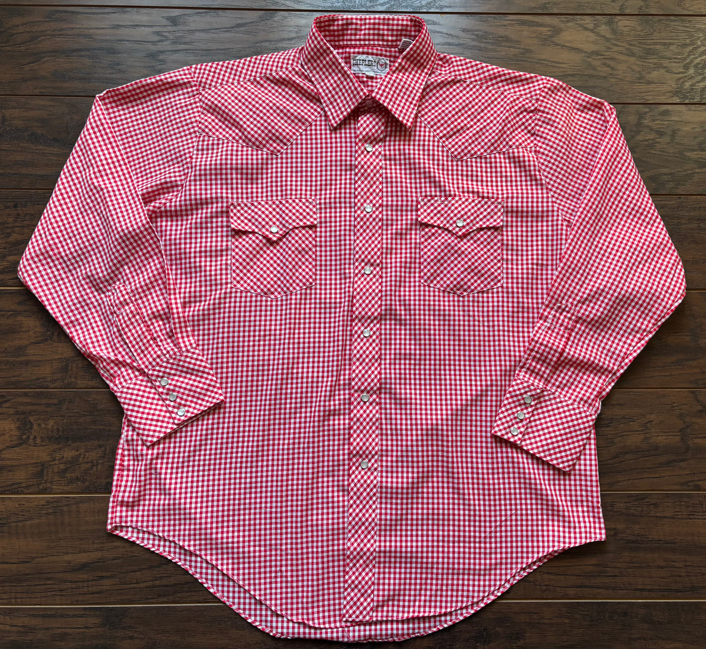 Vintage Western Men’s Sheplers Gingham Print Shirt with Snap Buttons | Made in Korea