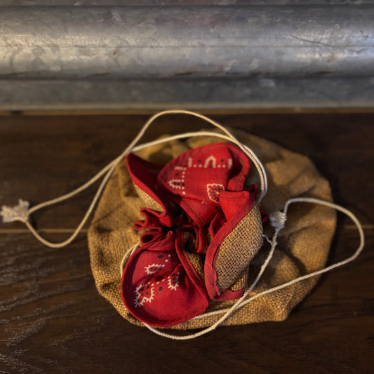 Vintage Homemade Burlap Hobo Handbag with Bandana Lining