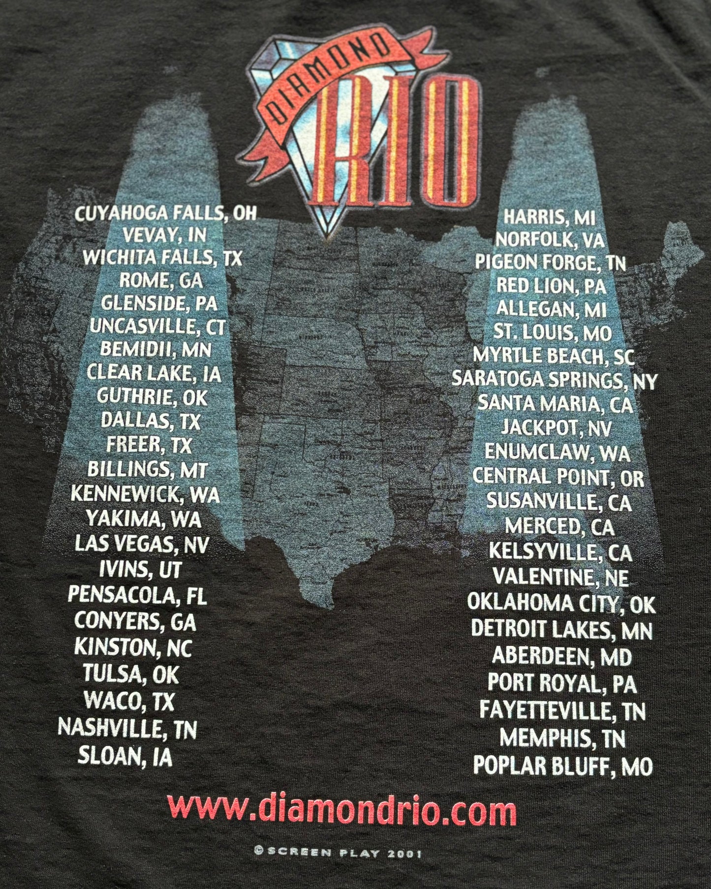 2001 Vintage Diamond Rio Live Country Concert T-Shirt