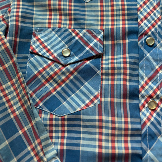 Vintage Western Women’s Plaid Shirt with Snap Buttons