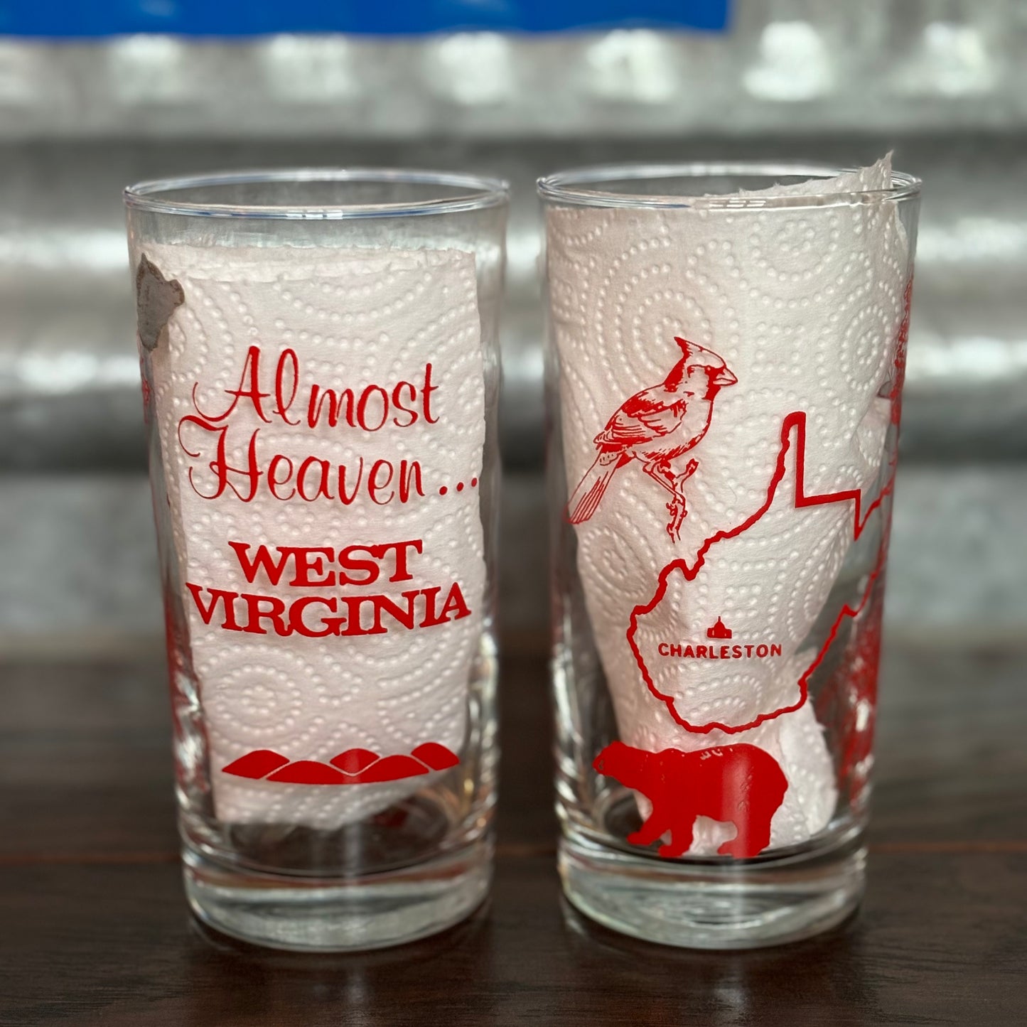 Vintage Weston Glasses “Almost Heaven… West Virginia with Faded Document Sticker Rare