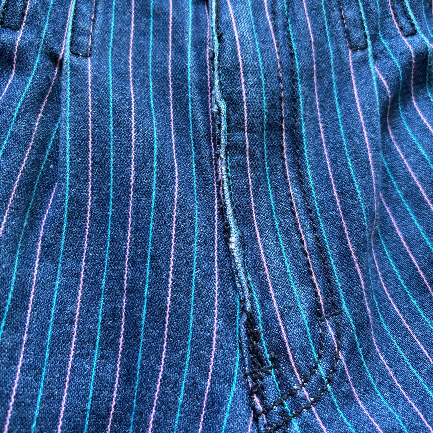 80’s Vintage Women’s Gitano Pink and Turquoise Pinstriped Jeans | Made in Hong Kong