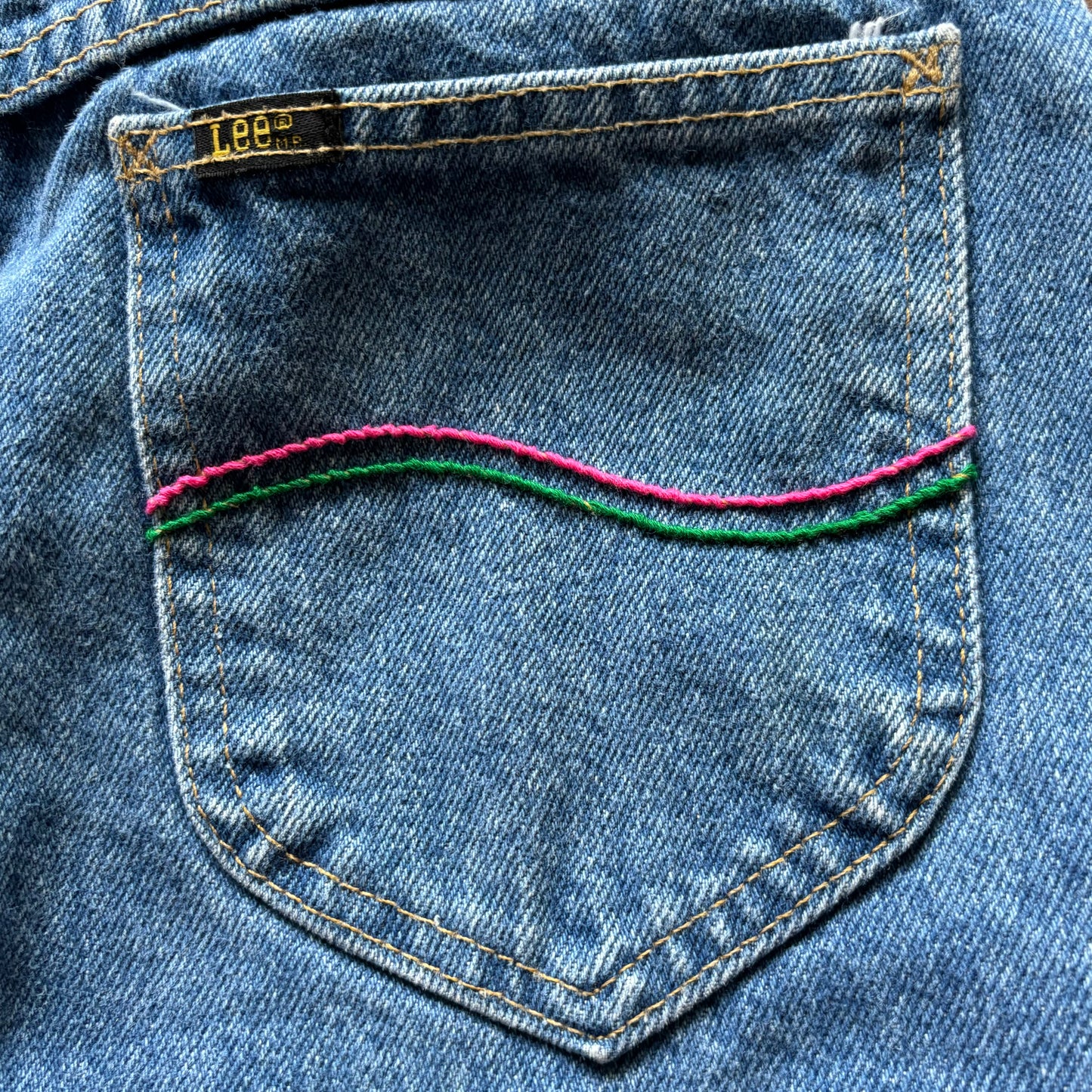 Vintage Western Women’s High Waisted Lee Jeans with Embroidered Back Pockets| Made in USA