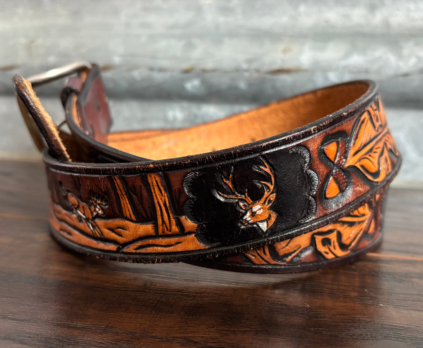 Vintage Tooled Leather Hunting Belt | Handmade