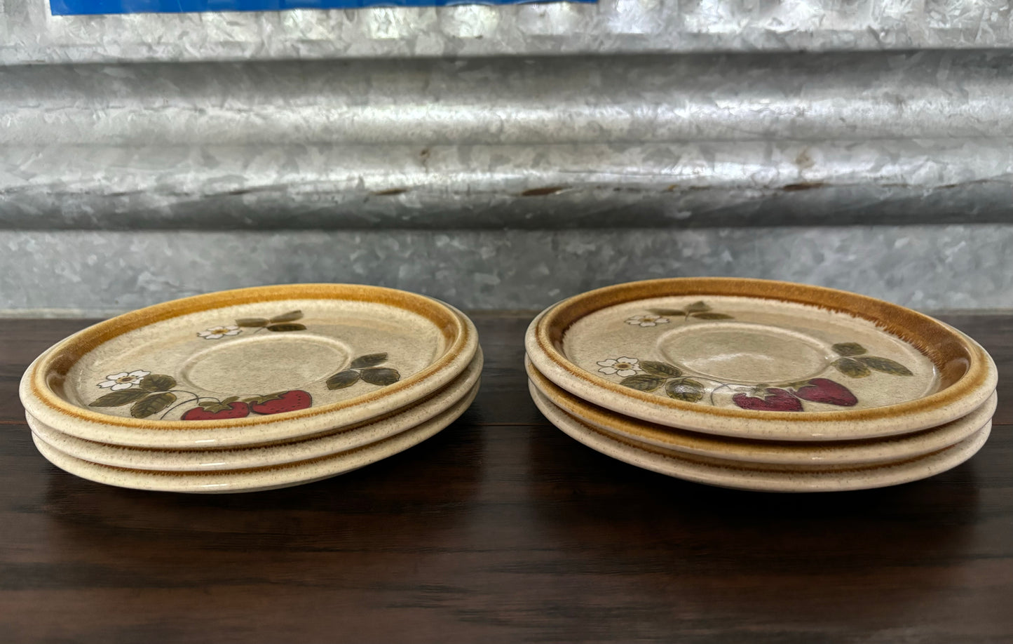 70’s Vintage Mikasa Stone Manor Luscious Strawberry F5809 Saucers Set of 6| Made in Japan