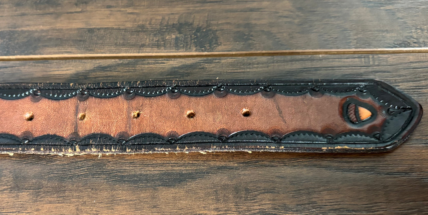 Vintage Tooled Leather Hunting Belt | Handmade