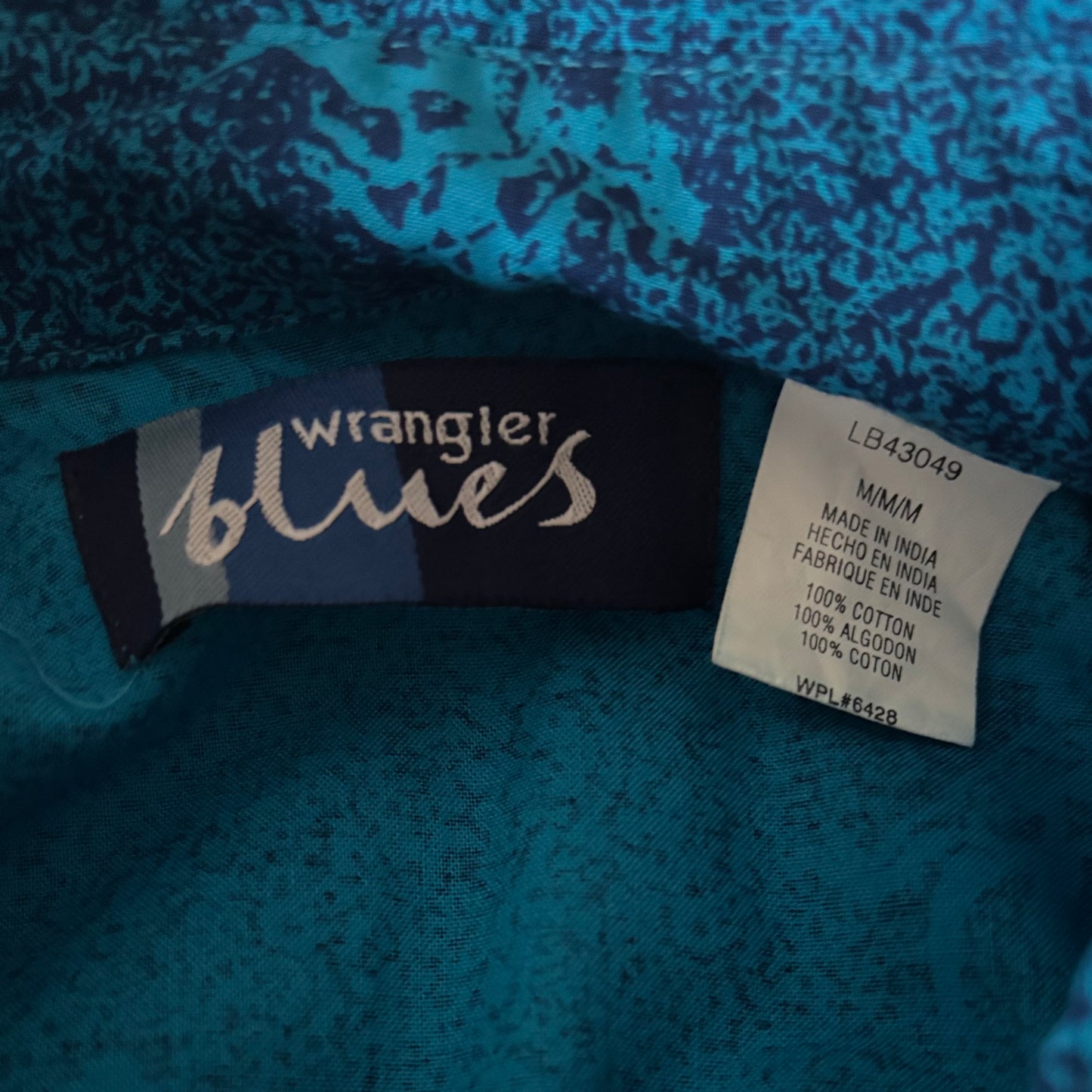 Vintage Wrangler Blues Western Shirt NWT | Turquoise Horse Print Button Up | Women’s Cotton Cowgirl Shirt | Deadstock Rodeo Top