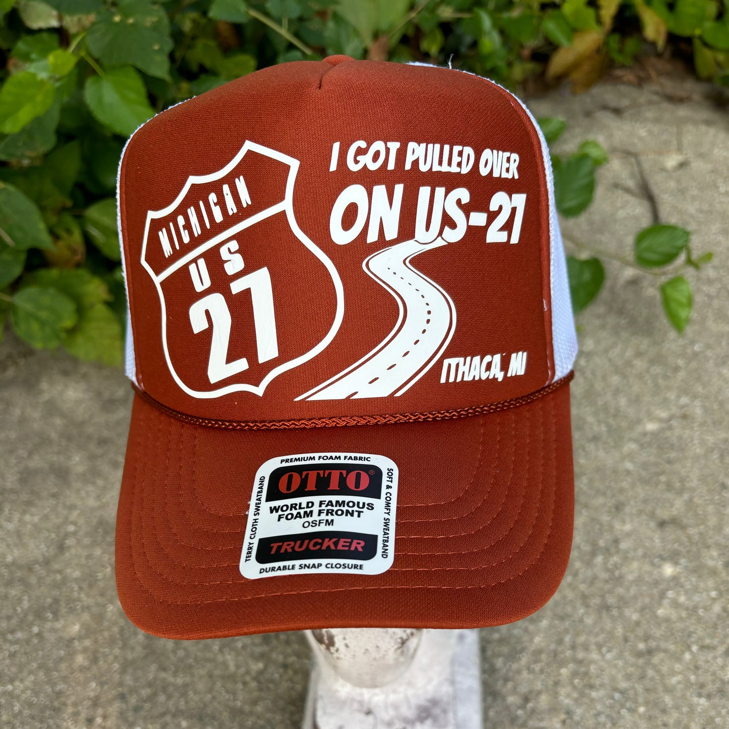 Cutomized “Michigan US 27 I Got Pulled Over On US 27 Ithaca , Michigan” Otto Trucker Hat