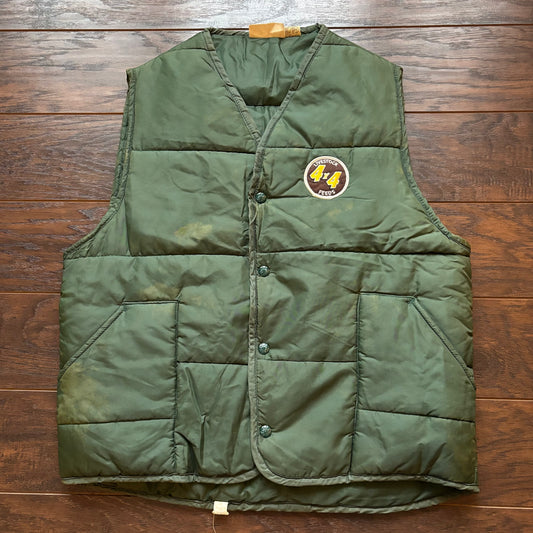 70’s Vintage King Louie Nylon Puffer Vest with 4x4 Livestock Feeds| Made in USA