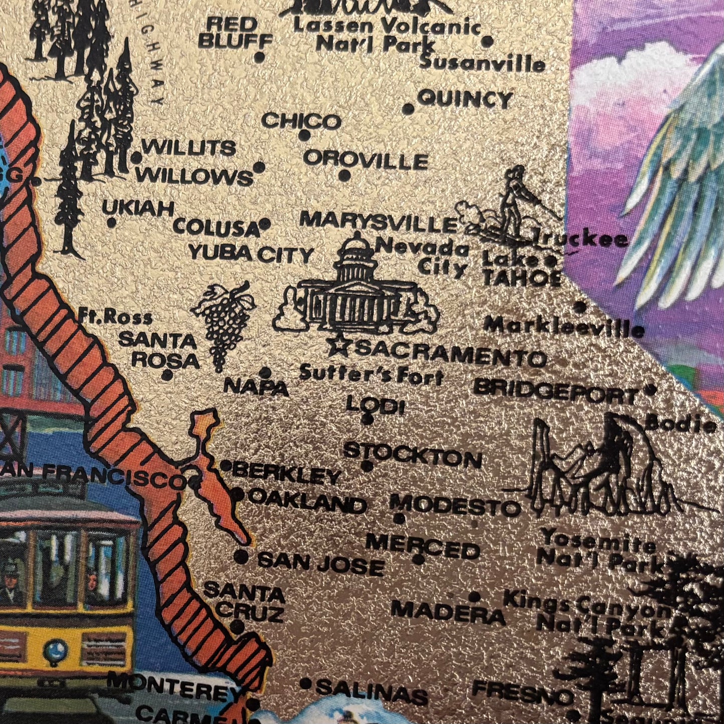 Vintage California Round Souvenir Tin Tray