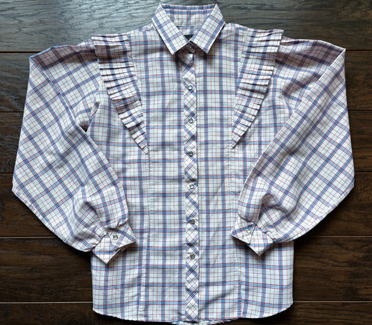 Vintage Western Women’s Panhandle Slim Pearl Snap Shirt with Ruffles | Made In USA