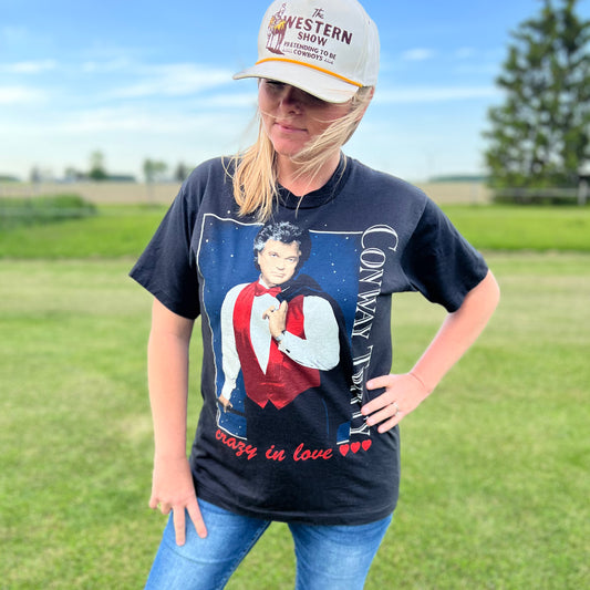 1990 Vintage Conway Twitty “Crazy In Love” Country Concert T-Shirt | Screen Stars Best