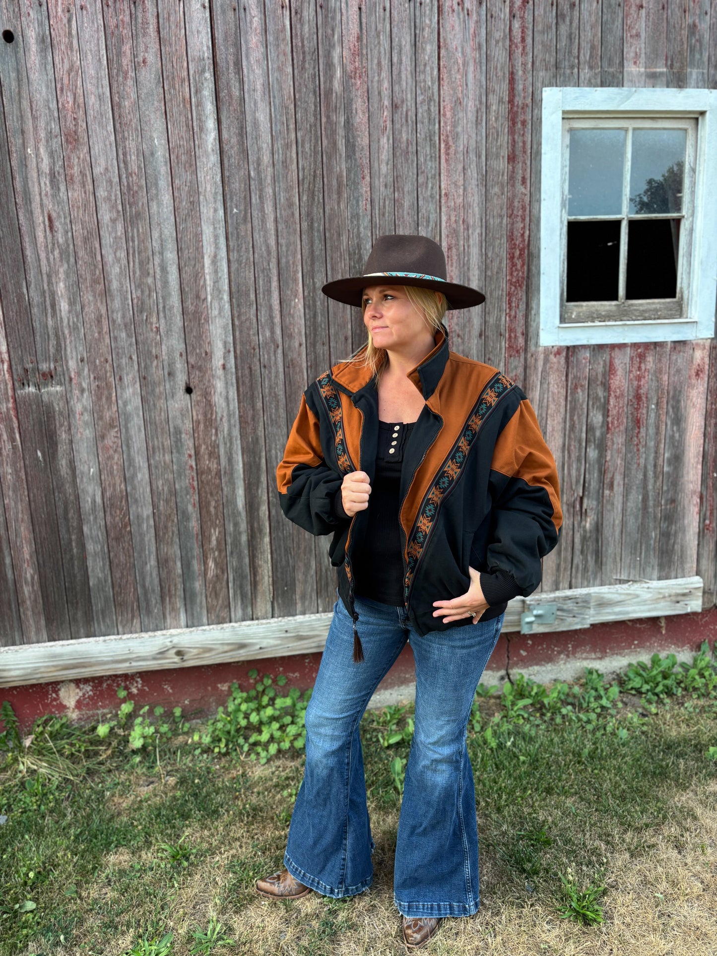 Vintage Western Cripple Creek By Circle S Jacket with Aztec Print | Made In USA