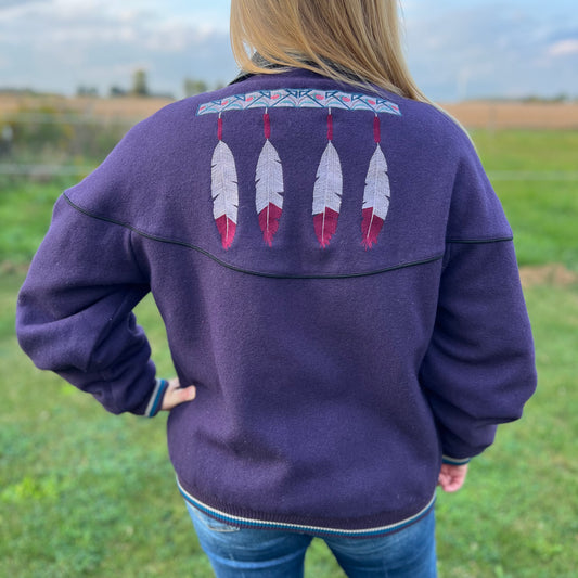 Vintage Southwest Style Mid West Garment Co. Jacket with Feathers | Made in Canada