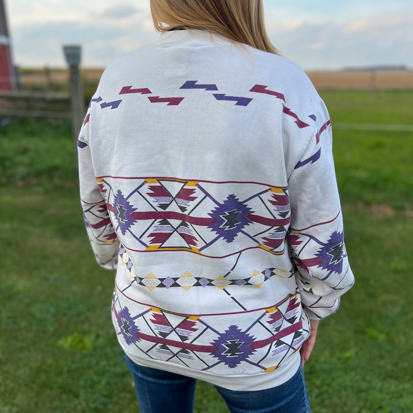 1992 Vintage Southwestern Art Unlimited Aztec Print Sweatshirt | Made in USA