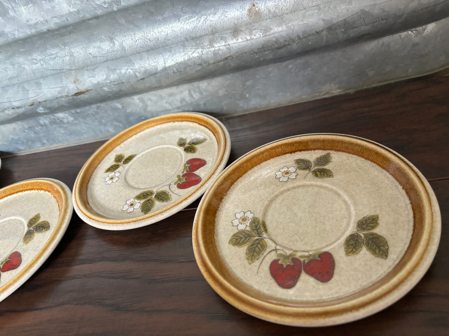 70’s Vintage Mikasa Stone Manor Luscious Strawberry F5809 Saucers Set of 6| Made in Japan