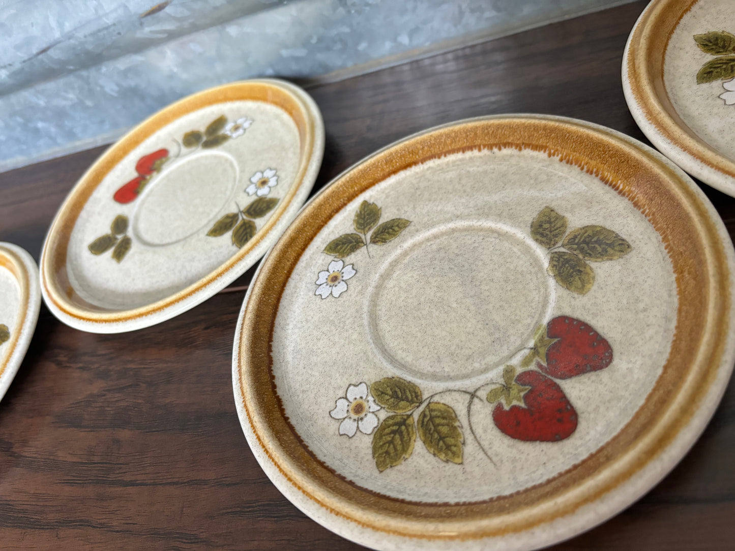 70’s Vintage Mikasa Stone Manor Luscious Strawberry F5809 Saucers Set of 6| Made in Japan