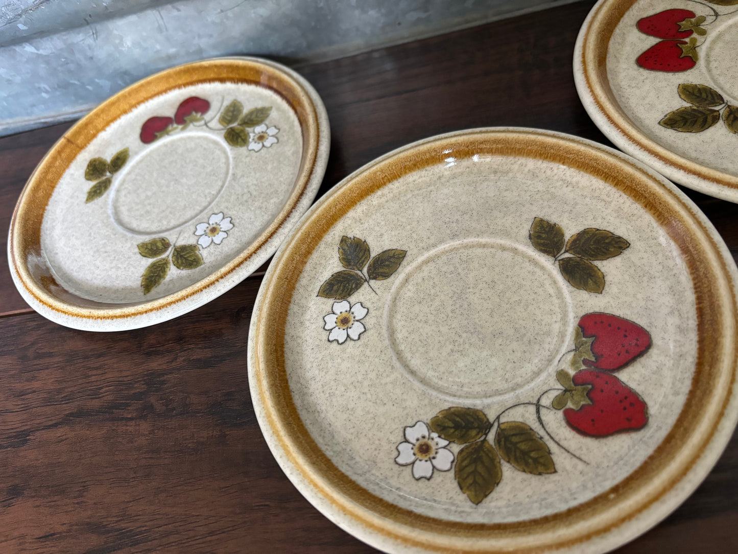 70’s Vintage Mikasa Stone Manor Luscious Strawberry F5809 Saucers Set of 6| Made in Japan