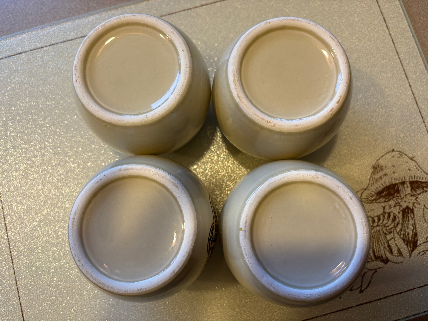 Vintage Brown & Tan Small Glazed Ceramic Bean Pot Bowls | Lot of 4