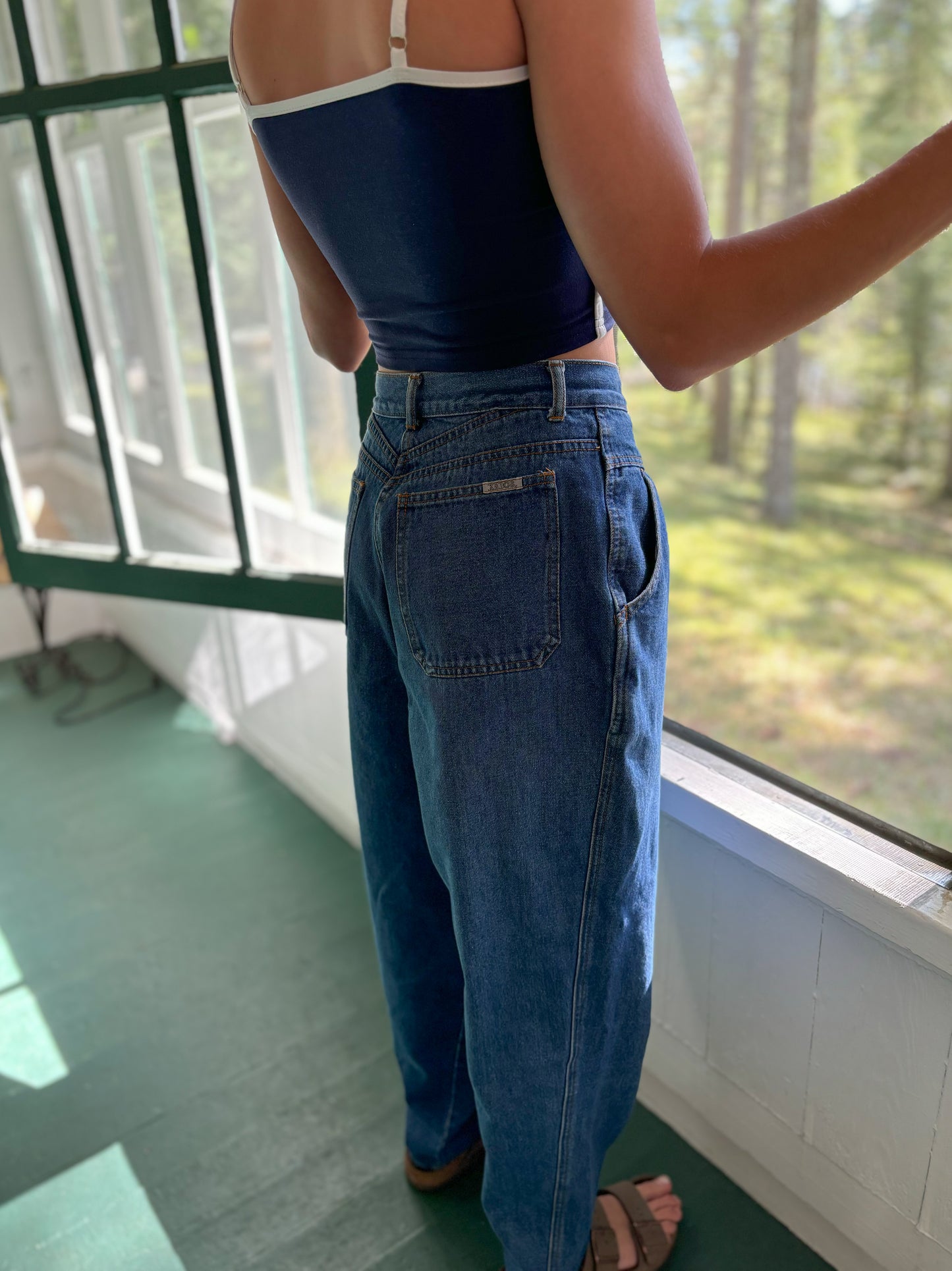 Vintage Women’s Pleated Waist Tapered Leg Kabos Jeans | Made in Hong Kong