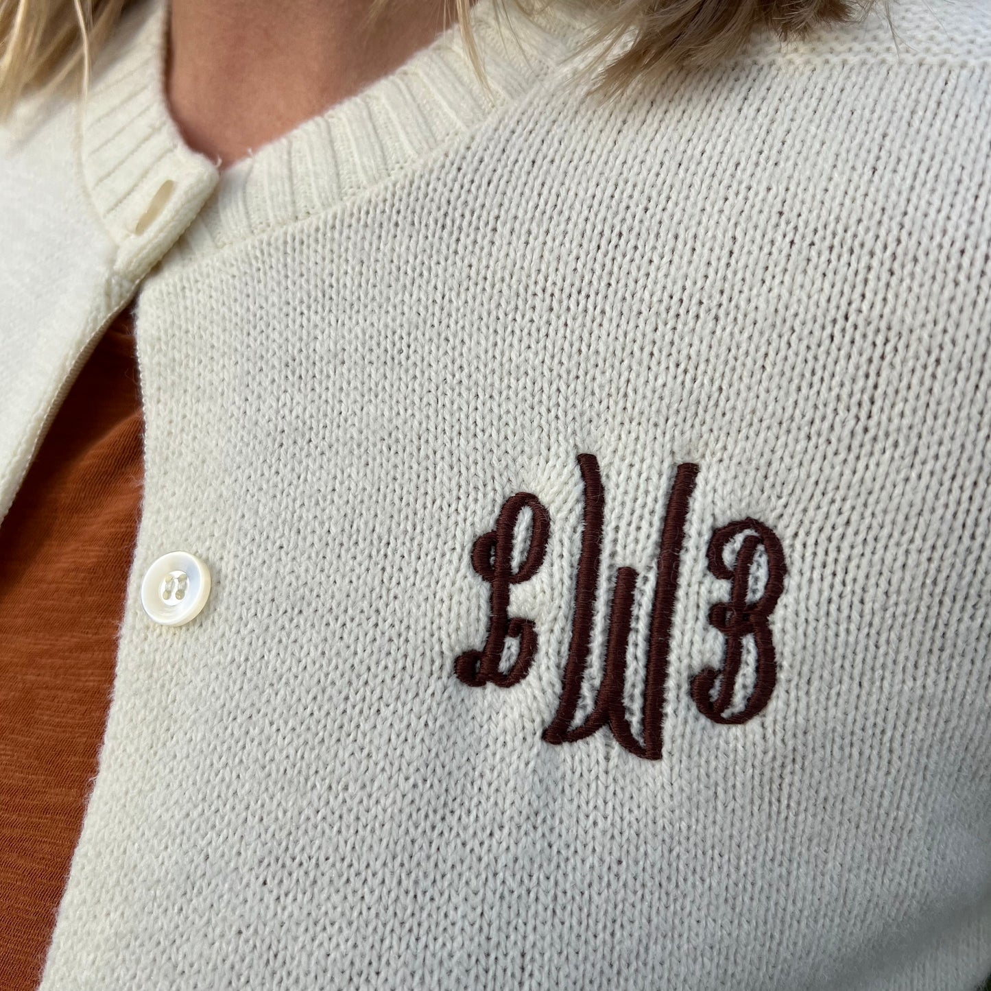 60’s/70’s Vintage Women’s 100% Acrylic Embroidered Initials Cardigan Sweater