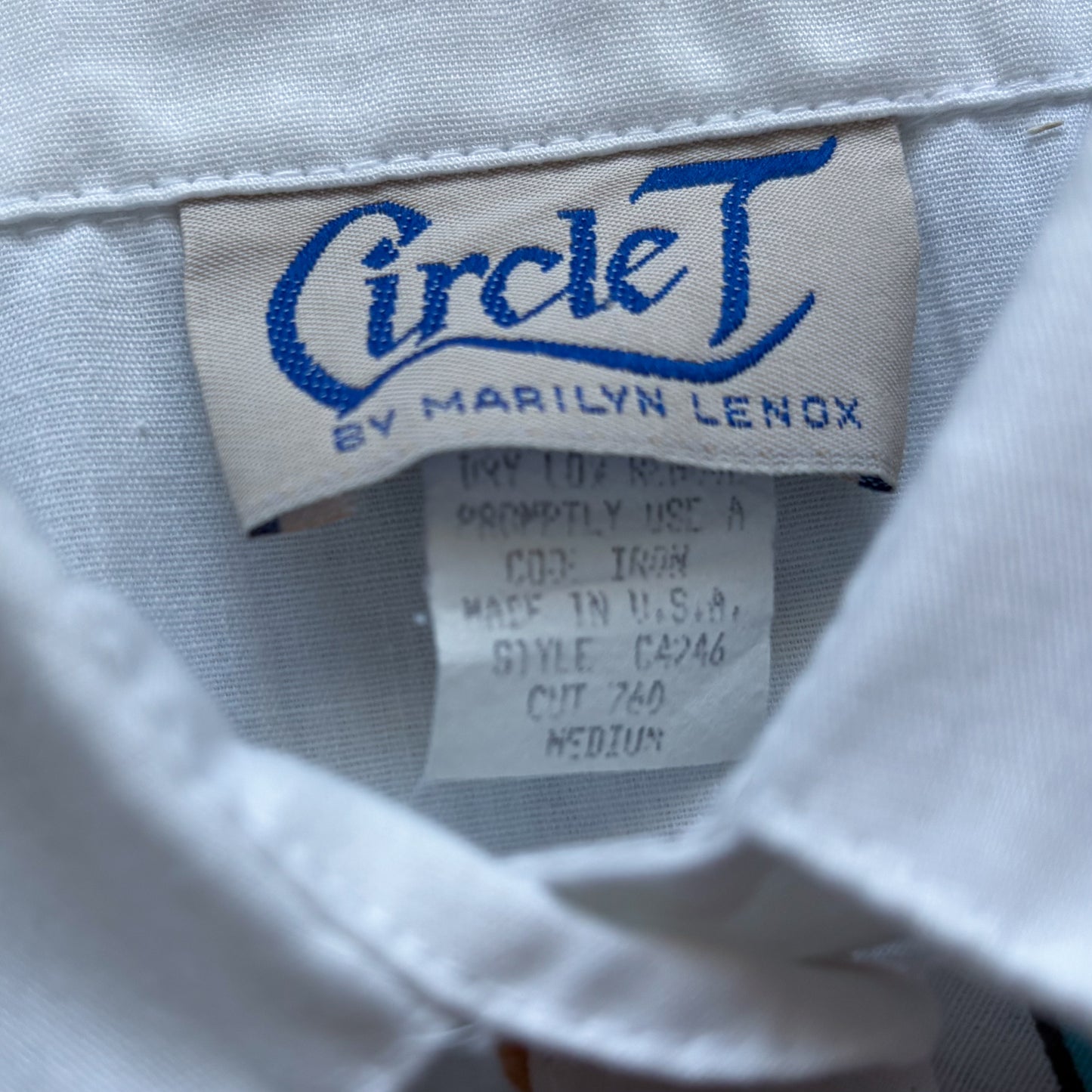 80’s Circle T By Marilyn Lennox Vintage Western Women's Shirt with Aztec Print and Fringe | Made in USA