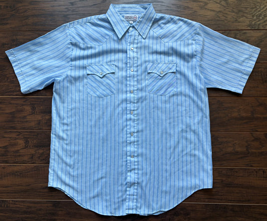 Vintage Western Men’s Short Sleeve Sheplers Snap Button Shirt | Made in Korea