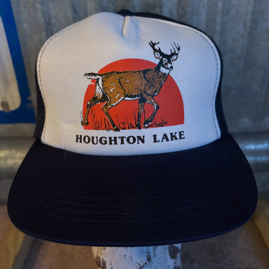 80’s Vintage Houghton Lake “Hunting” Snapback Trucker Hat | Made in Korea