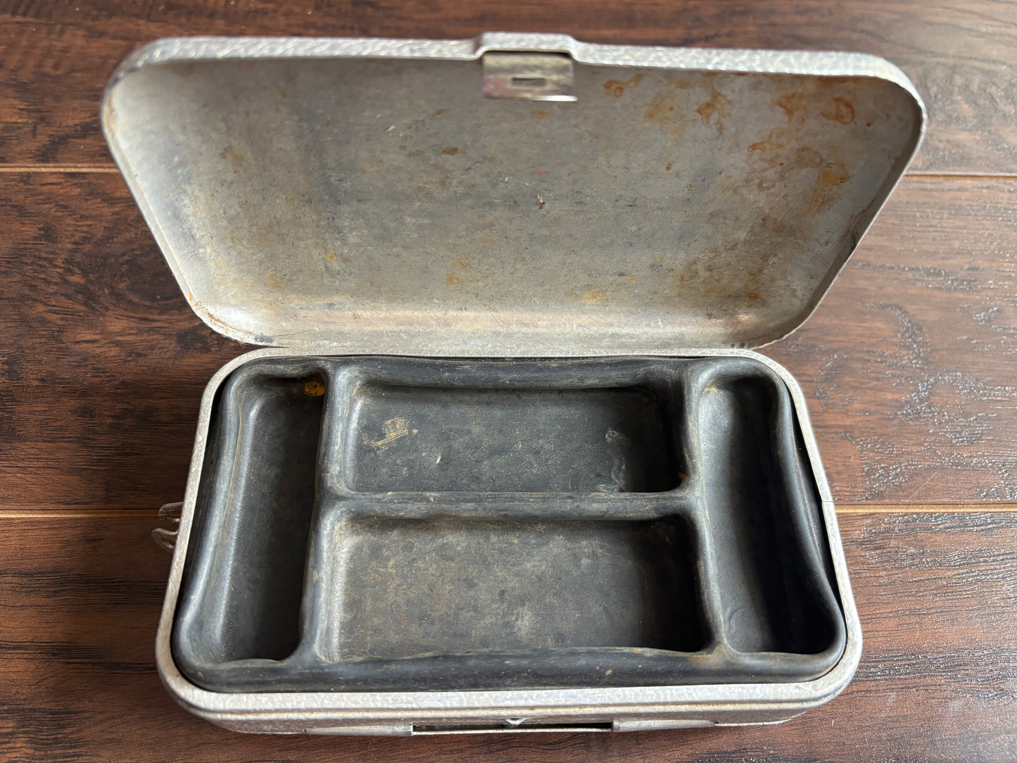 Vintage UMCO P-9 Aluminum Fishing Tackle Box with Lures | Double Sided Metal Tackle Box | Made in USA | 1970s Fishing Gear
