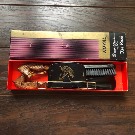 Vintage Western Royal Brush-Shoehorn-N-Tie Rack Box Set | Made in Hong Kong