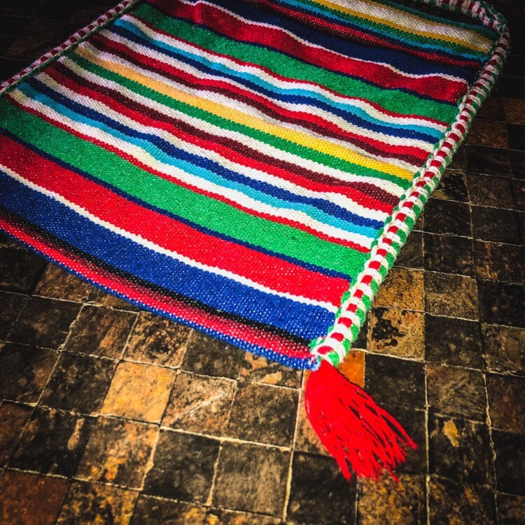 Vintage Woven Boho Hippie Mexican Drug Rug Style Over the Shoulder Handbag