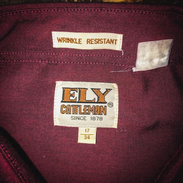 1980's Men's Vintage Western Rockabilly Maroon Shirt with Snap Buttons