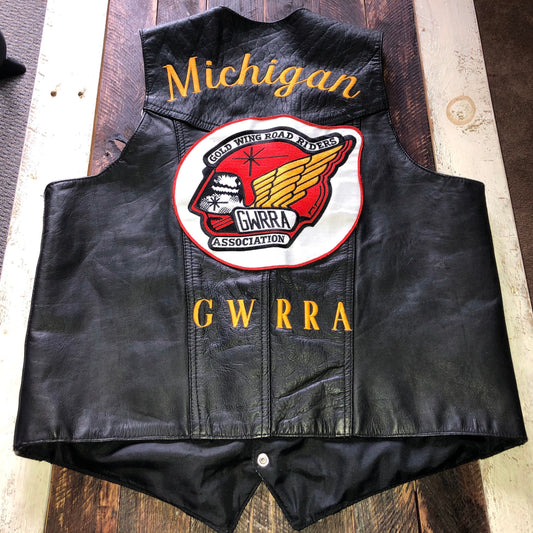 80’s/90’s Vintage Gold Wing Road Riders Association Leather Vest | Michigan