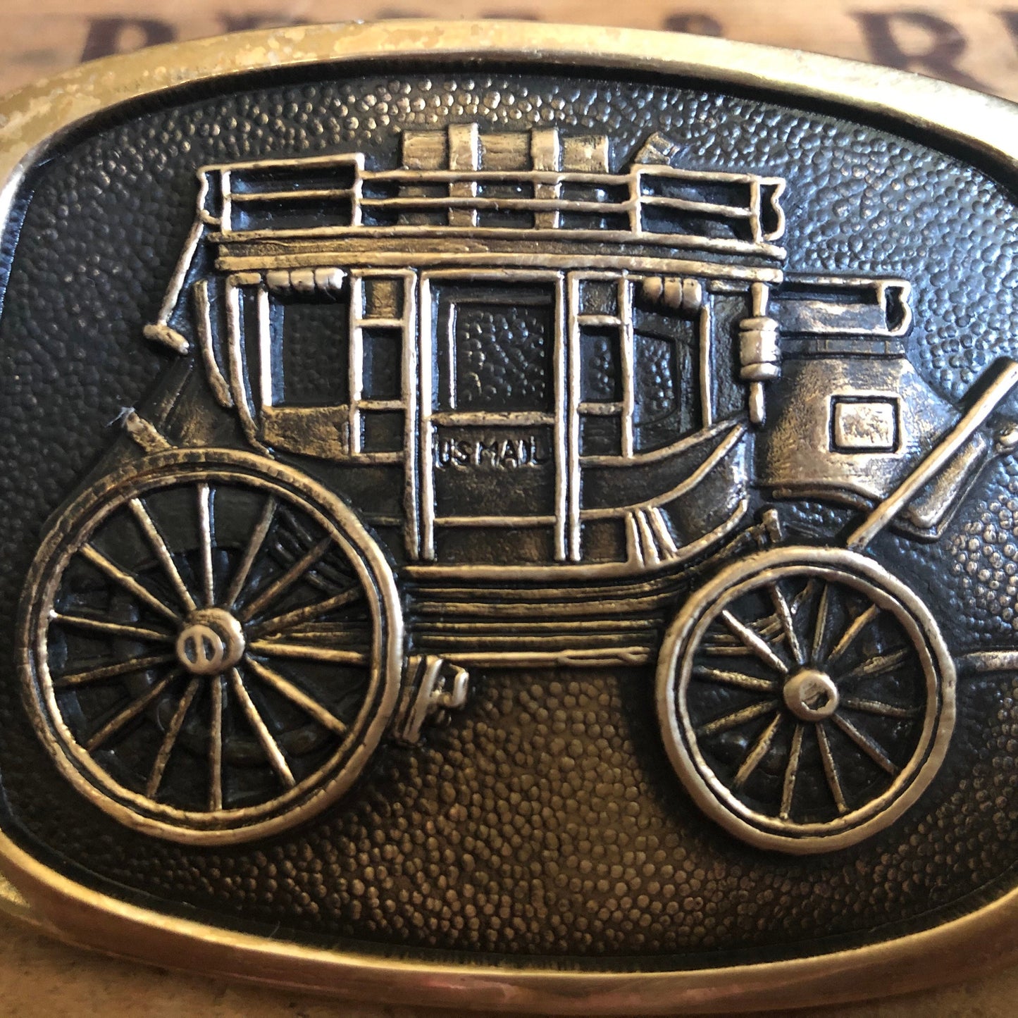 1978 Vintage US Mail Stagecoach Solid Brass Belt Buckle
