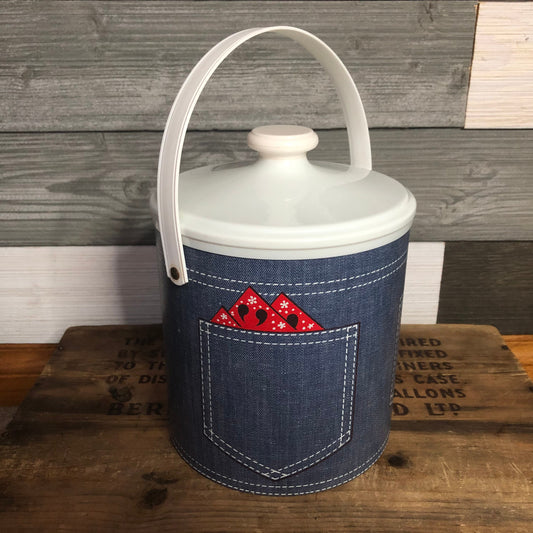70’s Rare Vintage Western Cheinco Housewares Ice Bucket | Denim and Bandana