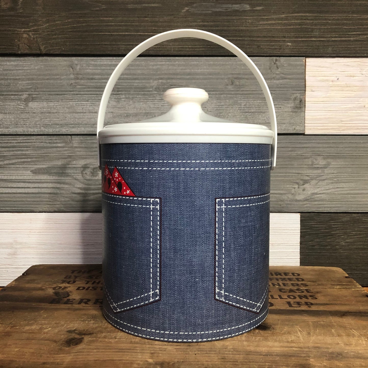 70’s Rare Vintage Western Cheinco Housewares Ice Bucket | Denim and Bandana