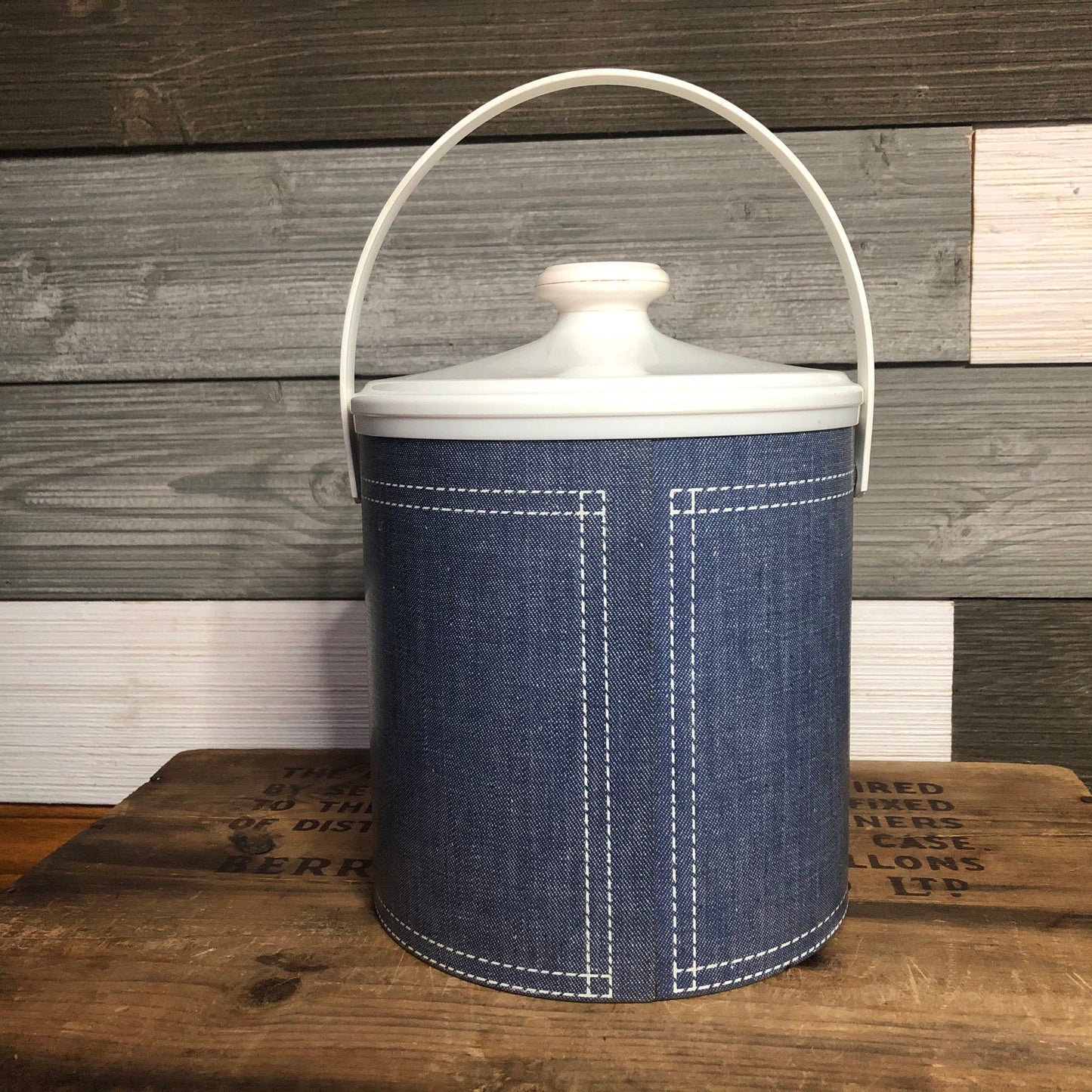 70’s Rare Vintage Western Cheinco Housewares Ice Bucket | Denim and Bandana