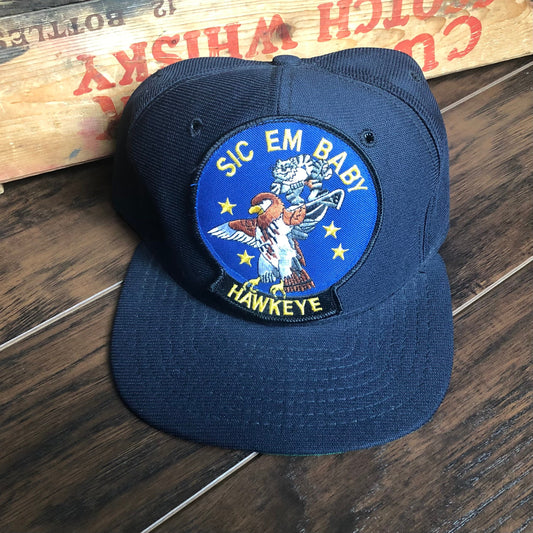 Vintage US Navy VAW-116 Squadron “Sic Em Baby” Hawkeye Snapback Hat | Made in USA