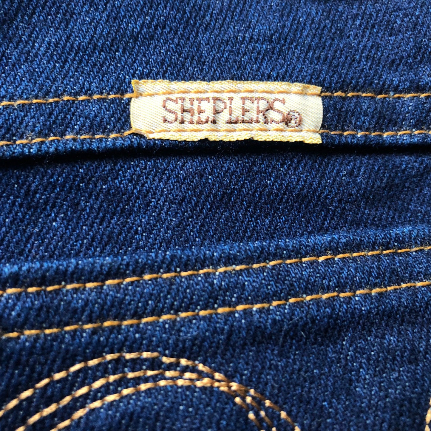 Vintage Western Men’s Sheplers High Waisted Dark Wash Jeans with Semi Flare Leg | Made In USA