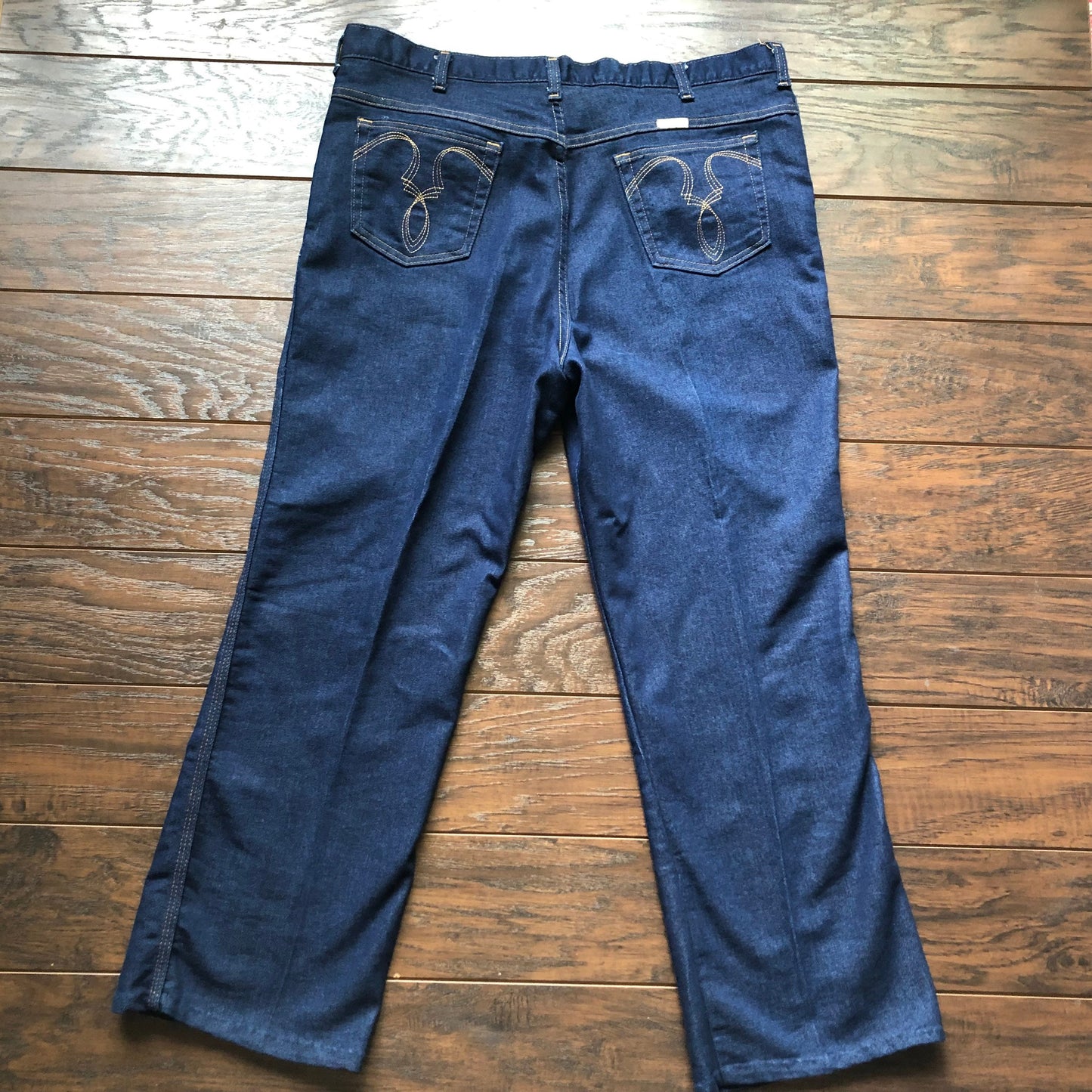 Vintage Western Men’s Sheplers High Waisted Dark Wash Jeans with Semi Flare Leg | Made In USA