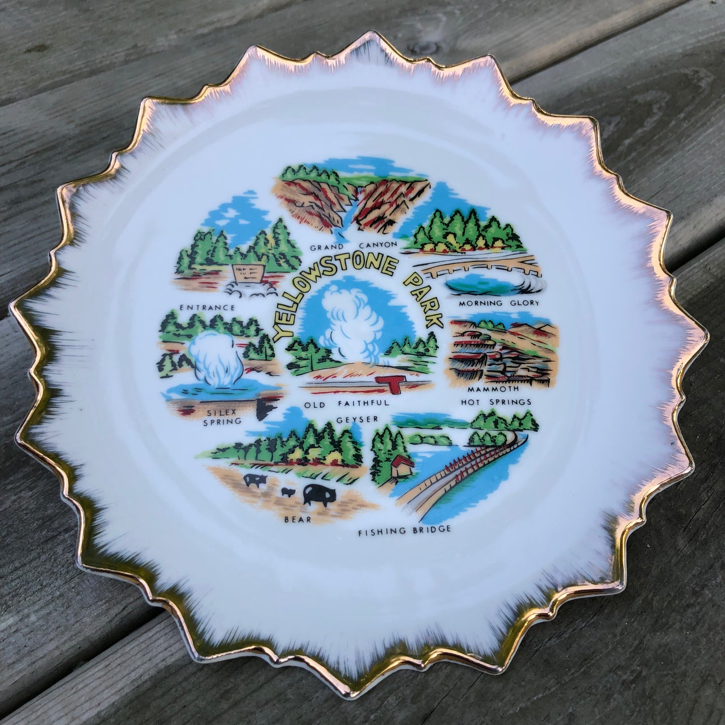 Vintage Yellowstone Park Souvenir Plate | Made in Japan