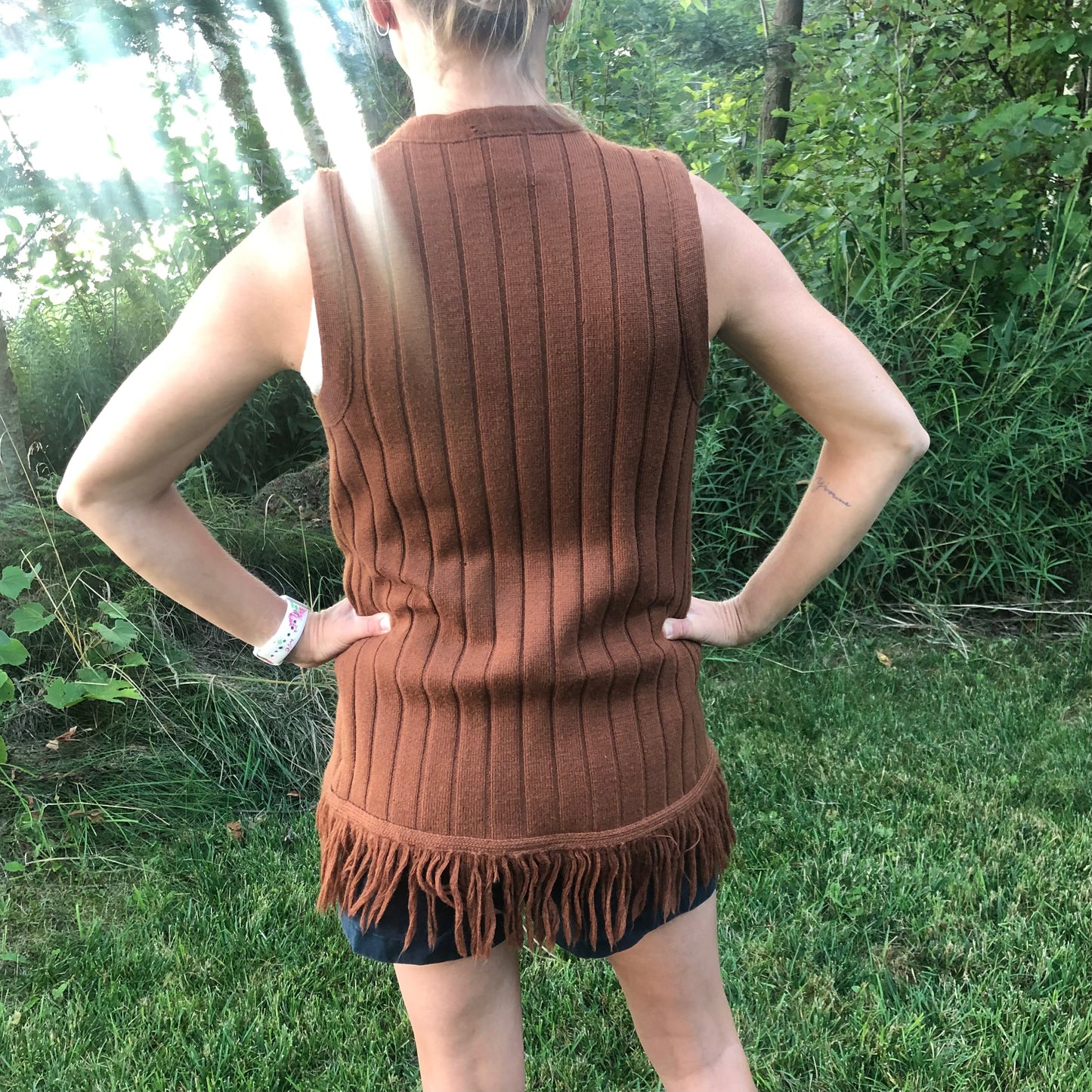 Vintage Boho Western Women’s designed by Victoire of Paris for Penneys Vest with Fringe