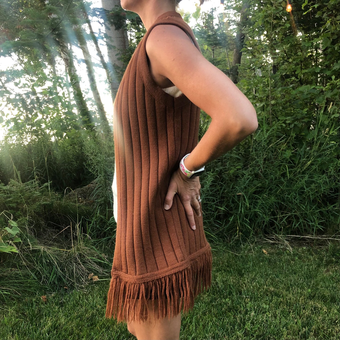 Vintage Boho Western Women’s designed by Victoire of Paris for Penneys Vest with Fringe
