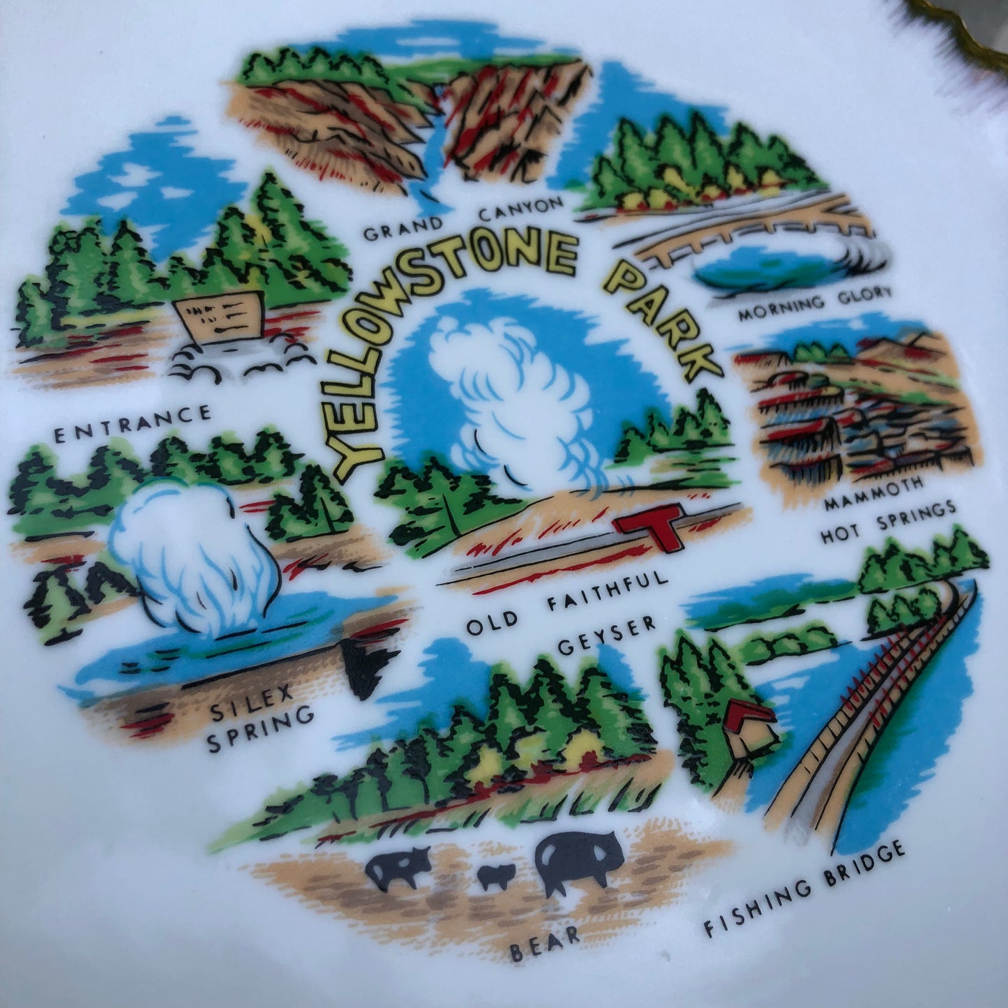 Vintage Yellowstone Park Souvenir Plate | Made in Japan